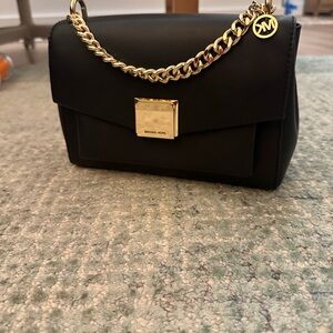 Michael Kors Black hand Bag with Gold Chain